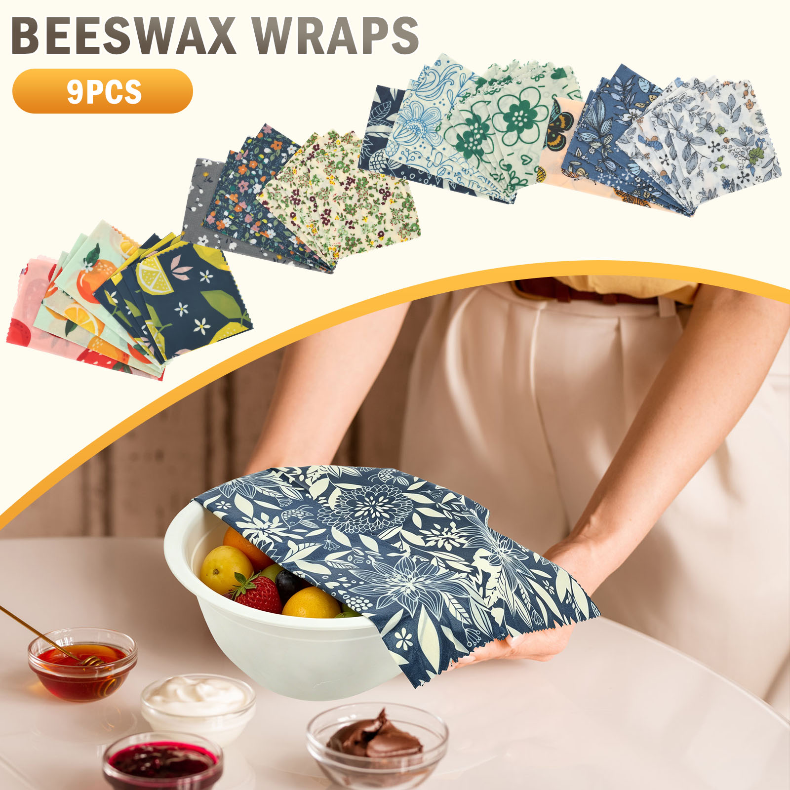 9 قطع من أغطية الشمع العضوي ال - مراجعة Beeswax Food Wrap وسعره